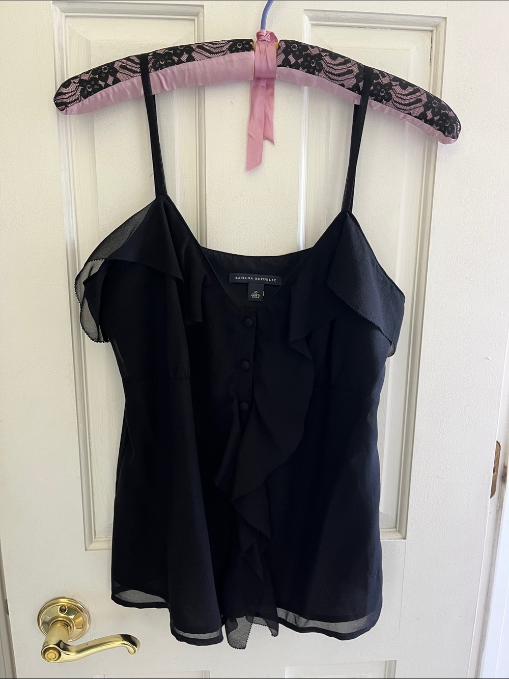Banana Republic Black Ruffle Spaghetti-Strap Camisole